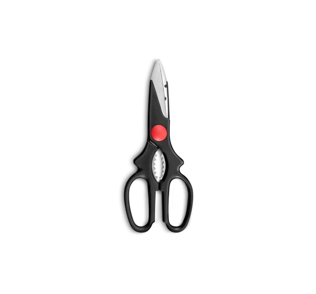 KITCHEN SCISSORS 21 CM STAINLESS STEEL BLADE BLACK RED POLYPRO HANDLE